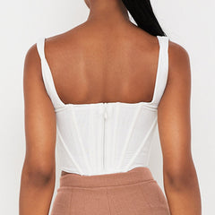 White Square Neck Cropped Corset Top