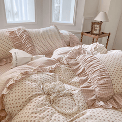 Pink Gingham & Ditsy Floral Bedding Set