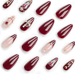 Red Baroque False Nails