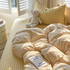 Cozy Pink Plaid Bedding Set