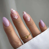 Glitter Hearts Almond Shape Nail