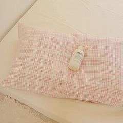 Soft Pink Plaid Cotton Duvet Cover