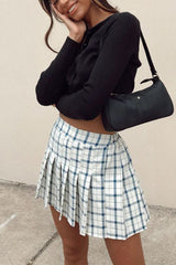 Groovy A line Color Block plaid sports cheer skirts golf pleated tennis skort