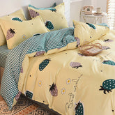 Bedding Set Boy Girl Bed Sheet Quilt Cover Pillowcase Single Bed Double Bed Queen Bed Quilt Cover Washed Cotton Bedclothes
