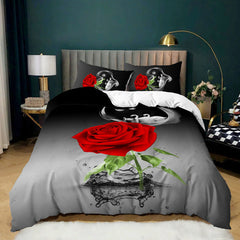 Rose Duvet Cover Set Full/Queen/King/Twin Size Soft Luxury 3D Rose Flower Microfiber Bedding Set 3Pcs Romantic Love Quilt Cover
