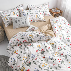Floral Printed Home Queen Bedding Set Soft Fresh Comfortable Duvet Cover Set with Sheets Quilt Covers Pillow Cases 3-4 Pcs Sets