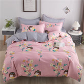 Floral Printed Home Queen Bedding Set Soft Fresh Comfortable Duvet Cover Set with Sheets Quilt Covers Pillow Cases 3-4 Pcs Sets