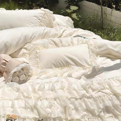 Purple Princess Style Chiffon Ruffled Bedding Set