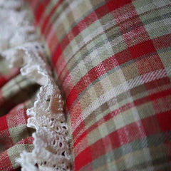 Red Plaid Throw Pillow with Ruffle