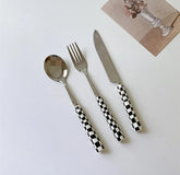 Retro Checkerboard Cutlery Set