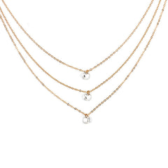 Multi Layered Gold Rhinestone Necklace Crystal Pendant