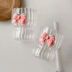 Coquette Pink Bow Glass Cup