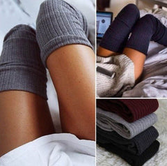 Cozy Slimming Ribbed Knit Over Winter High Knee Socks Stockings