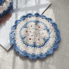 Rose Collection - Handmade Crochet Storage Basket - Blue