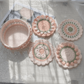 Rose Collection - Handmade Crochet Storage Basket - Coral Pink