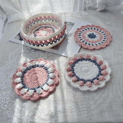 Rose Collection - Handmade Crochet Storage Basket - Pink