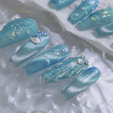 Beach Themed The Little Mermaid Nails Cateye Acrylic Press Ons