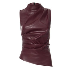 Burgundy Leather Tank Top