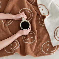 Smiley Face Blanket - Baby Blue