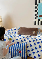 Blue Bow Duvet Cover Set