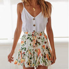 Adjustable Spaghetti Front Button Up Swing Tank Top Sleeveless Shirts