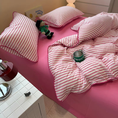 Sweet Stripes Duvet Cover - Hot Pink