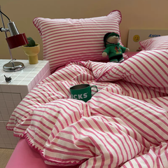 Sweet Stripes Duvet Cover - Hot Pink