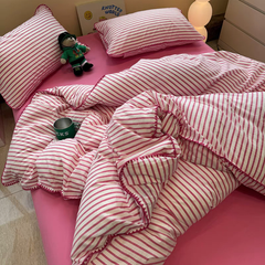 Sweet Stripes Duvet Cover - Hot Pink