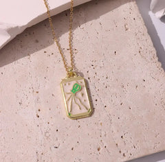 Pink Tarot Card Necklace