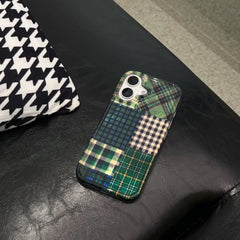 Glossy Green Plaid iPhone Case