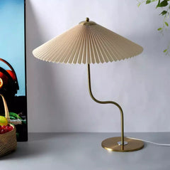 Pleated Brass Table Lamp