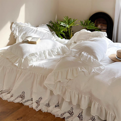 White French Lace Ruffle Bedding Set