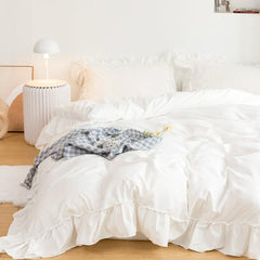 White Shabby Chic Ruffle Duvet Cover Set