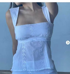 Honey Sweet Handmade Embroidered Sleeveless Tank Top Shirt