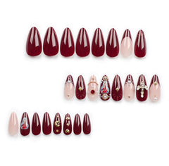 Red Baroque False Nails