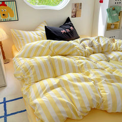 Yellow Striped Cotton Bedding Set