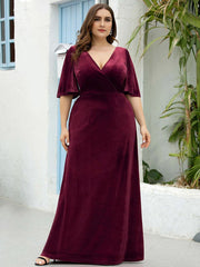 Trend4us Velvet V-Neck Evening Dress