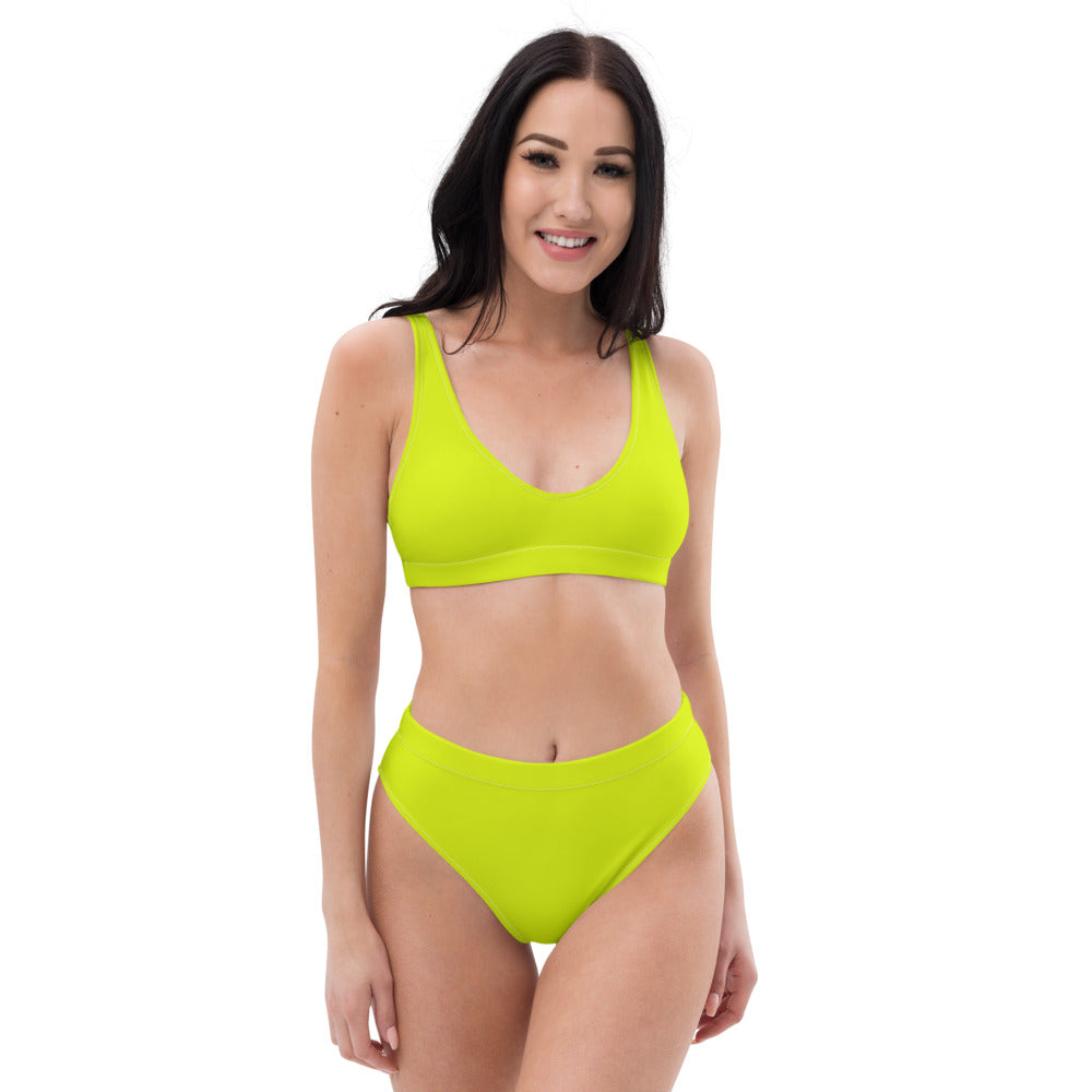 Yellow Green Recycled high-waisted bikini