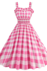 Barbie Movie Margot Pink Plaid Check Dress