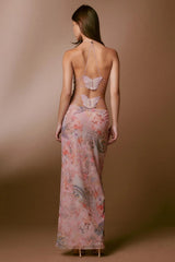 Butterfly Backless Midi Dress