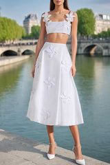 Floral Appliqué Crop Top & Skirt Set