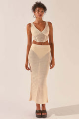 Crochet Midi Top + Skirt Set
