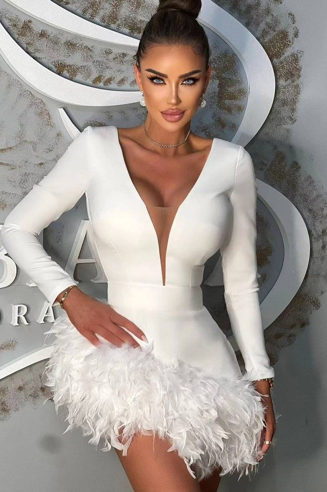 Aina Feather Bandage Dress