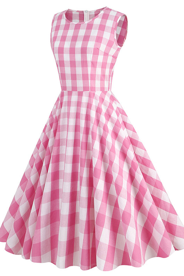 Barbie Movie Margot Pink Plaid Check Dress