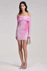 Crystal Gradient Off Shoulder Dress
