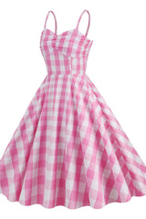 Barbie Movie Margot Pink Plaid Check Dress