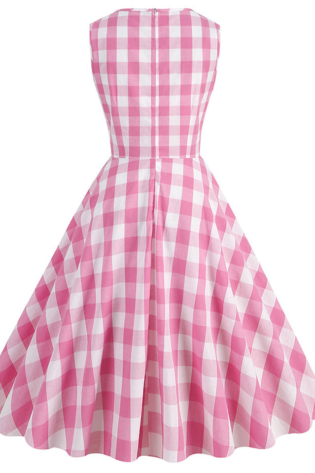 Barbie Movie Margot Pink Plaid Check Dress