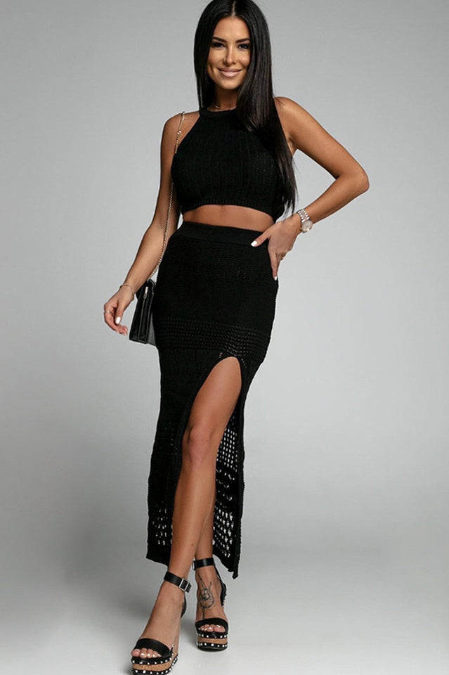 Hannah Knit Crop Top + Skirt Set