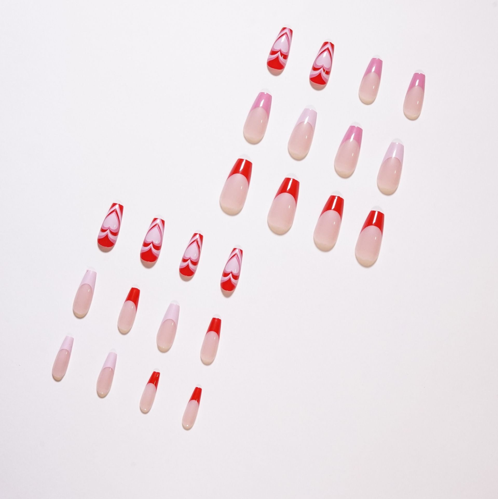 Aesthetic Long Acrylic Coffin Adhesive Nails Sticker Makeup Fashion Fits