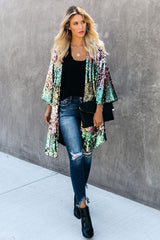 Colorful Mid-Length Sequin Cardigan